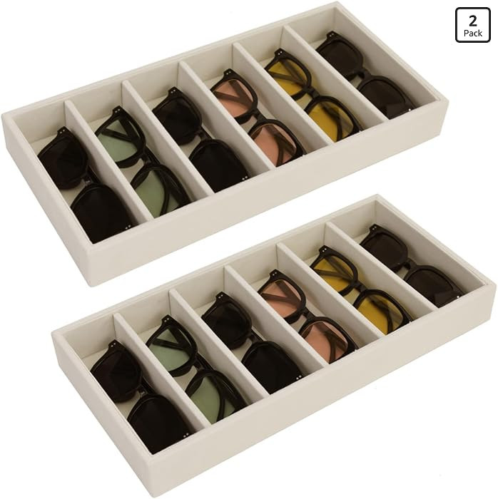 2 Pack Sunglasses Organizer Storage Glasses Holder Velvet Jewelry Tray, Glasses Organizer Eyeglas... | Amazon (US)