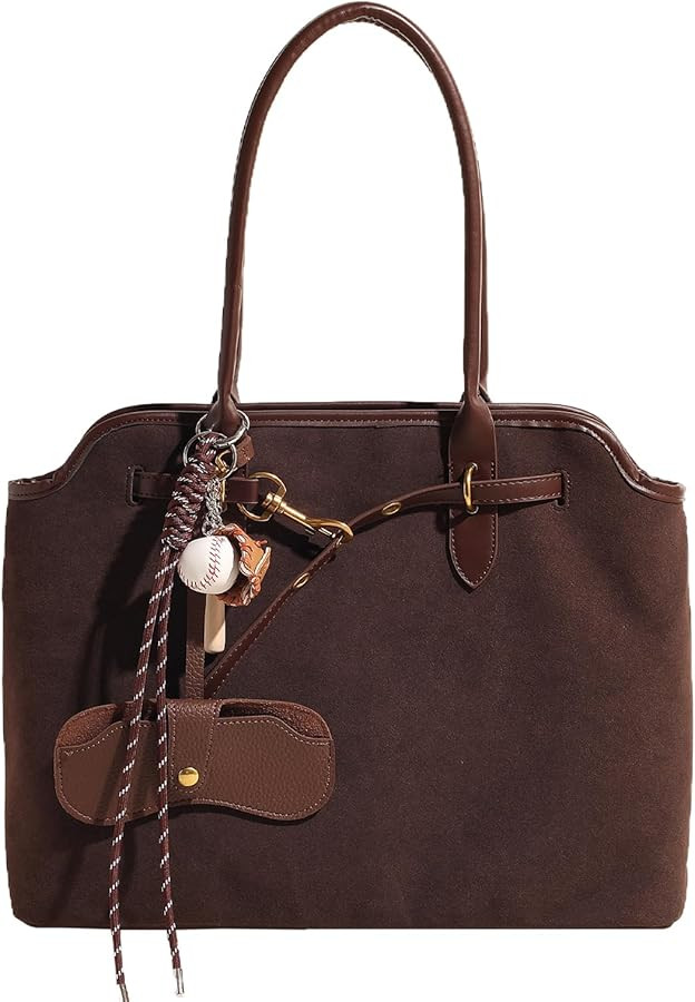 Eslcorri Suede Tote Bag for Women, Vintage Suede Purse Retro Top Handle Handbag Crossbody Shoulde... | Amazon (US)