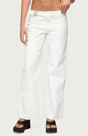 Edikted Buckle Low Rise Straight Leg Pants | PacSun