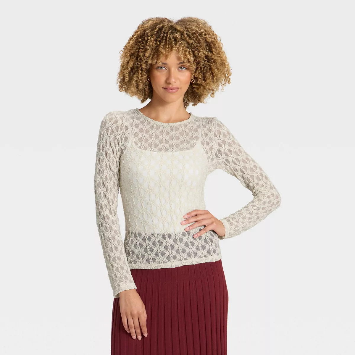 Women's Long Sleeve Lace Top - A New Day™ | Target