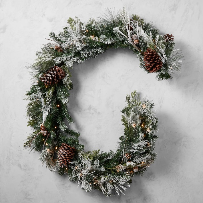 Faux Flocked Snowfall Creek Garland | Williams-Sonoma