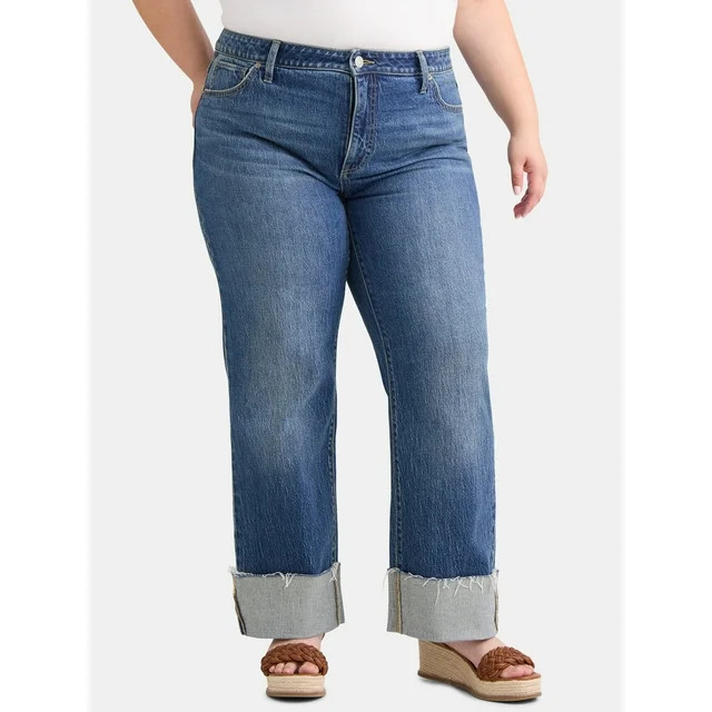 Terra & Sky Women's Plus Size Denim High Rise Wide Leg Jeans, 29" Inseam, Sizes 14W-28W | Walmart (US)
