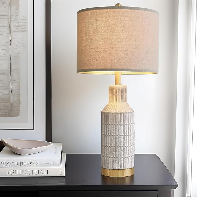 25" Modern Ceramic Lamps Single Table Lamp for Living Room Bedroom Farmhouse Nightstand Bedside L... | Amazon (US)