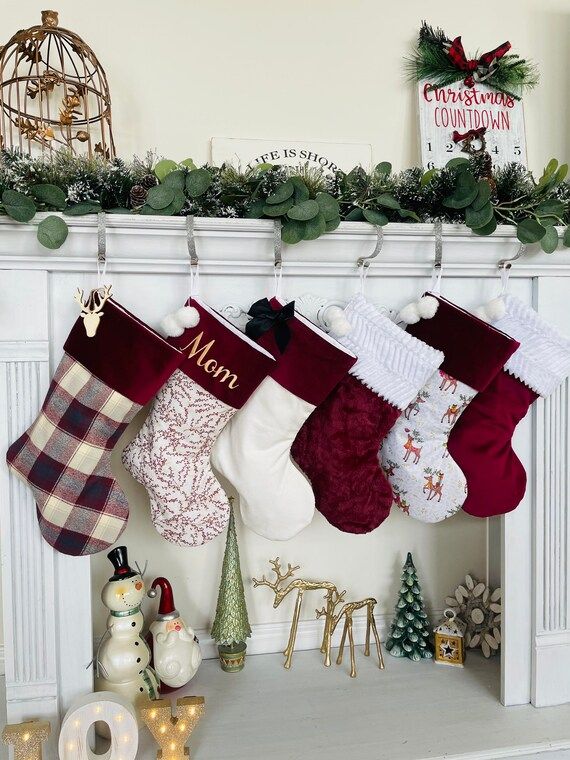 Personalized Christmas Stockings. Plaid Stockings. Gold | Etsy | Etsy (US)