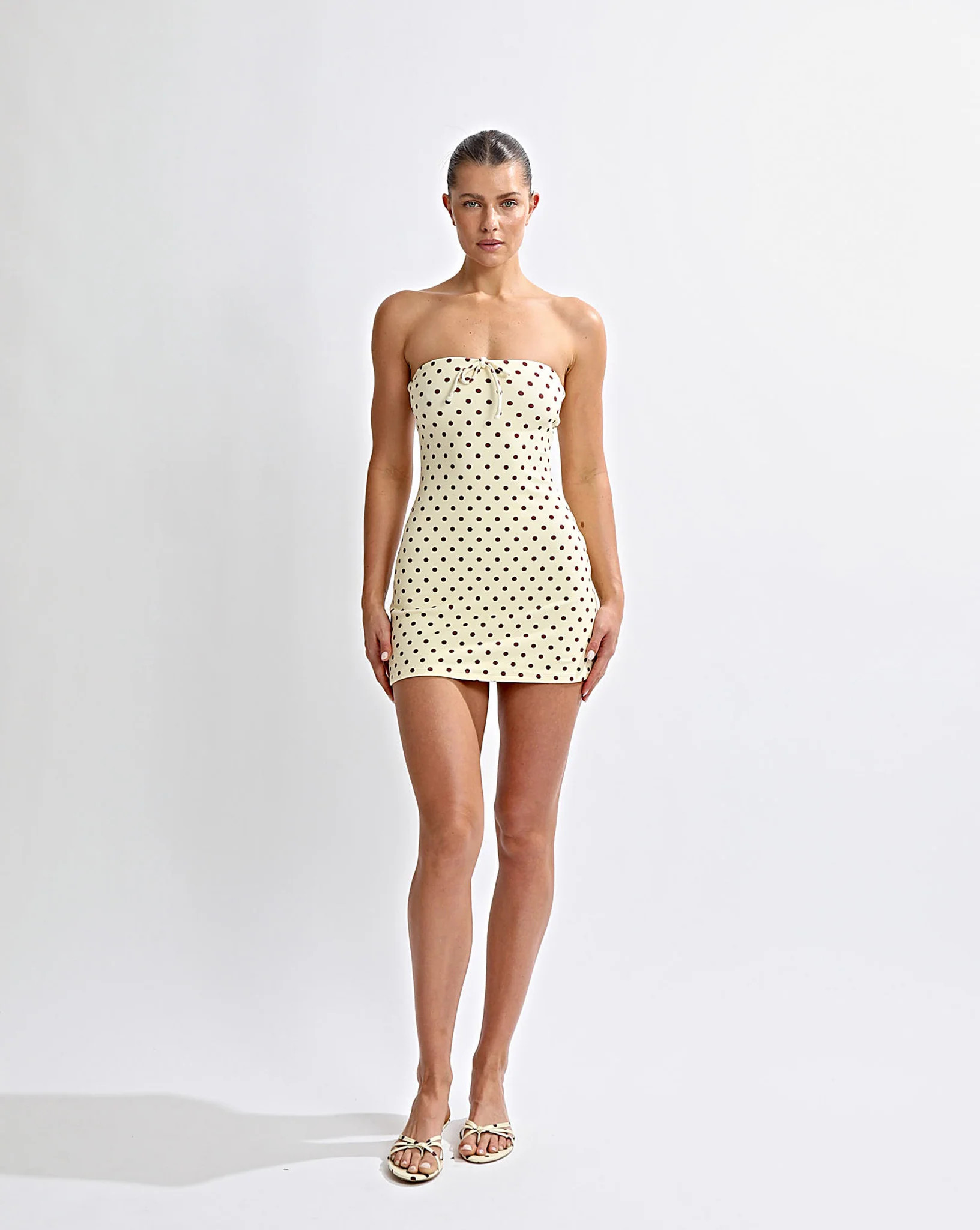 Nali Strapless Dress Yellow Polka | One Mile