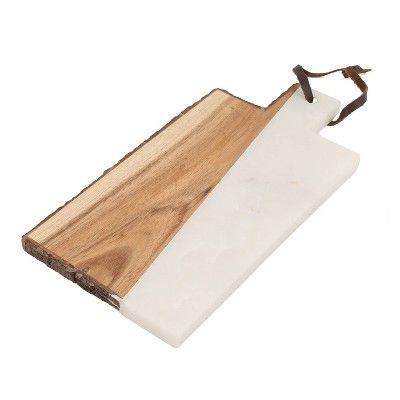 12" x 6" Marble and Acacia Wood Rectangular Serving Tray White - Thirstystone | Target