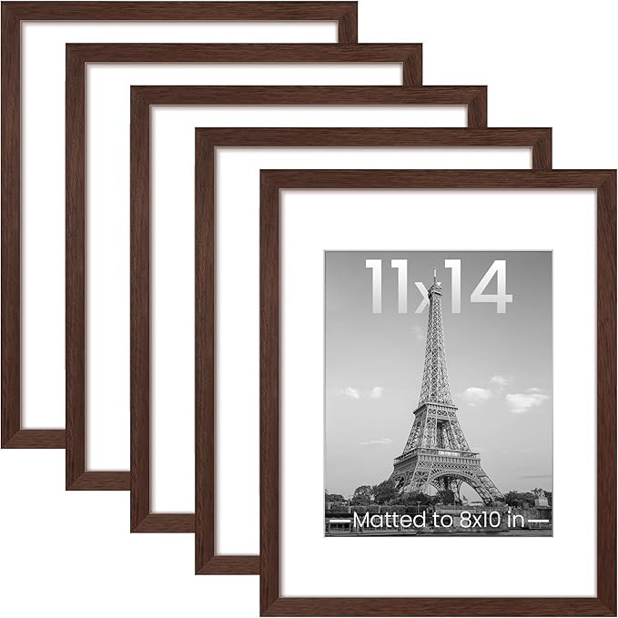 upsimples 11x14 Picture Frame Set of 5, Display Pictures 8x10 with Mat or 11x14 Without Mat, Wall... | Amazon (US)