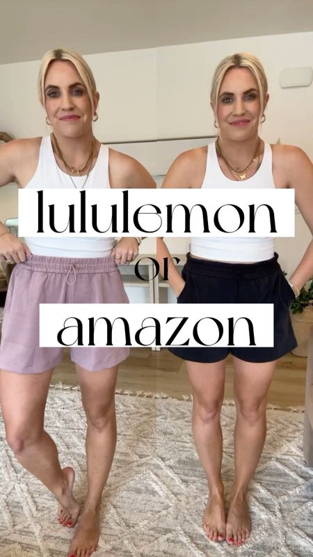 Lululemon or amazon softstreme shorts. 

Lulu short: size 8
Amazon short: size M
Lulu bra: size 10
Amazon bra: size M

#LTKunder100 #LTKunder50 #LTKstyletip