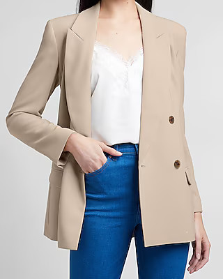 Double Breasted Peak Lapel Boyfriend Blazer | Express