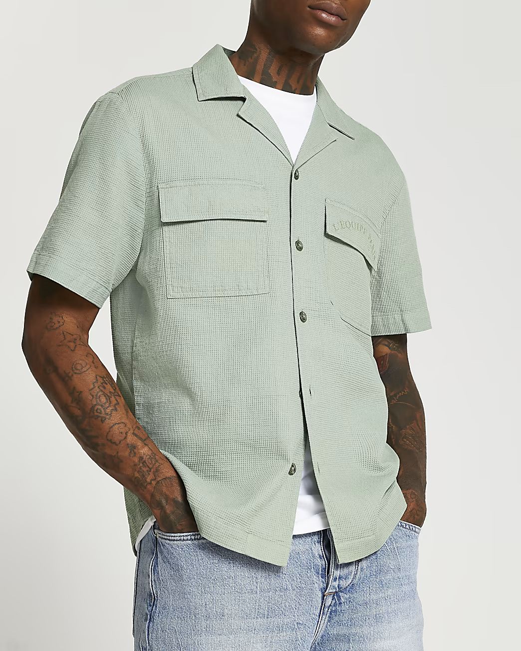 River Island Mens Green pocket short sleeve shirt | River Island (US)