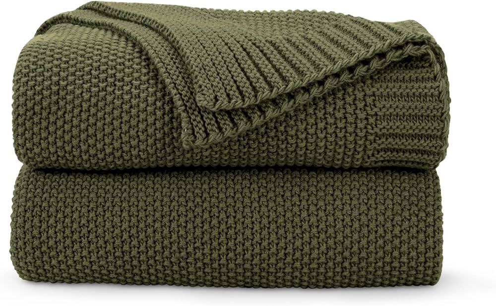 Amazon.com: CozeCube Olive Green Throw Blanket for Couch, Soft Cozy Cable Knit Throw Blanket for ... | Amazon (US)