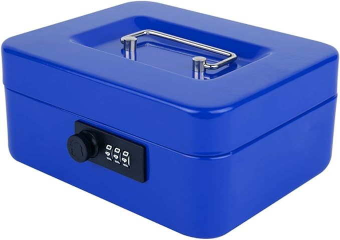 KYODOLED Cash Box with Combination Lock,Safe Metal Box for Money,Storage Lock Box with Money Tray... | Amazon (US)
