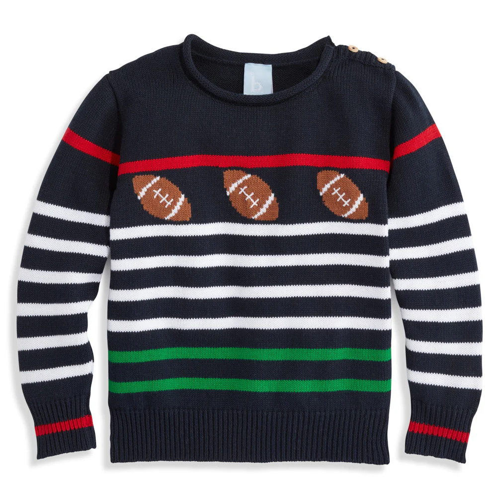 Intarsia Striped Football Pullover | bella bliss 