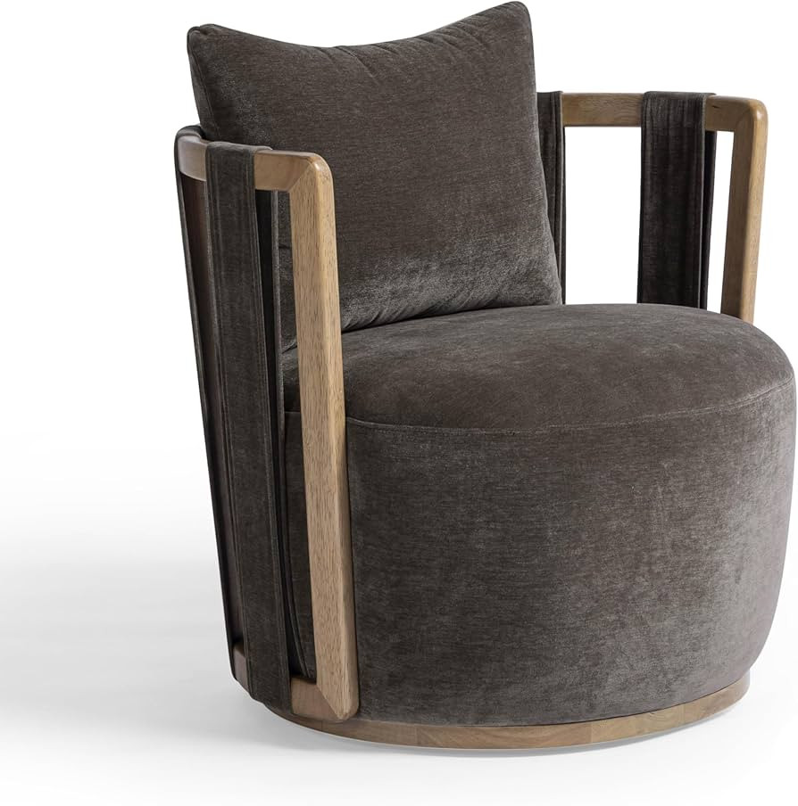 Tov Furniture Paolo Chocolate Brown Upcycled Fabric Swivel Chair | Amazon (US)