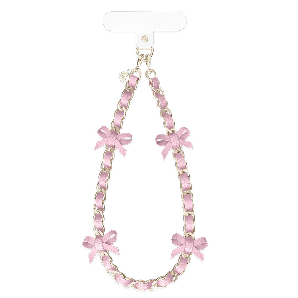 Pink Bow Leather Chain Phone Charm | Velvet Caviar