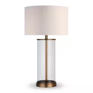 Meyer&Cross Rowan 28 in. Clear Glass and Antique Brass Table Lamp TL0026 - The Home Depot | The Home Depot