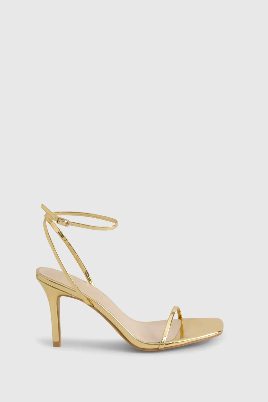 Metallic Barely There Low Stiletto Heels | Boohoo.com (UK & IE)
