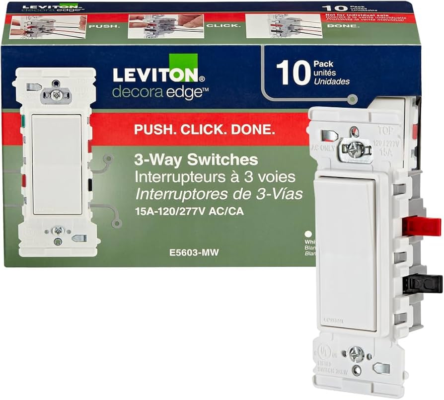Leviton E5603-MW Decora Edge 15 Amp 3-Way Rocker Switch, 10-Pack, White | Amazon (US)