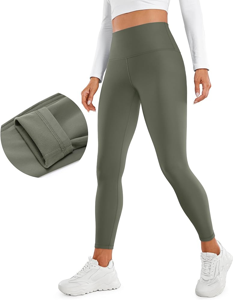 CRZ YOGA Womens Fleece Lined Soft Leggings 26.5" - Lounge Yoga Winter Warm Water Resistant High W... | Amazon (US)