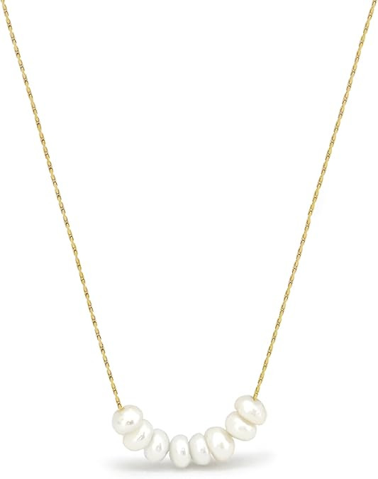 Altitude Boutique Freshwater Pearl Necklace for Women | Cultured White Pearl Chain Necklace | 18K... | Amazon (US)