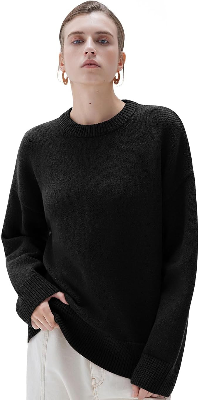 SUUKSESS Women Cashmere Oversized Long Sleeve Pullover Sweater Crew Neck Jumpers | Amazon (US)
