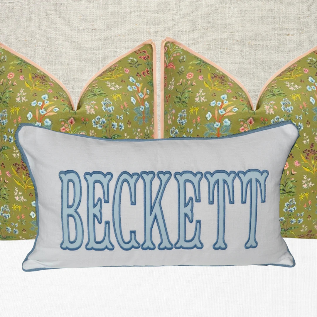 12x20 in Personalized Applique Name and Monogram Pillow Cover - Etsy | Etsy (US)