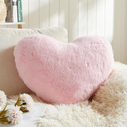 EastTree Heart Pillows, Light Pink Heart Shaped Pillows, Ultra Soft Extra-Large Fluffy Pillows, Love Throw Pillows Gifts, Women Girls Living Room Decor 15x18 Inch | Amazon (US)