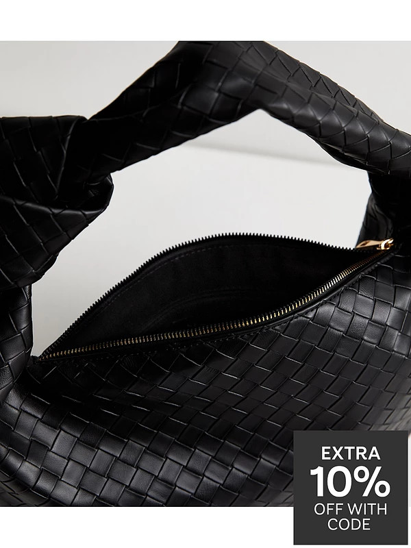 New Look Black Leather-look Weave Shoulder Bag | Very (UK)