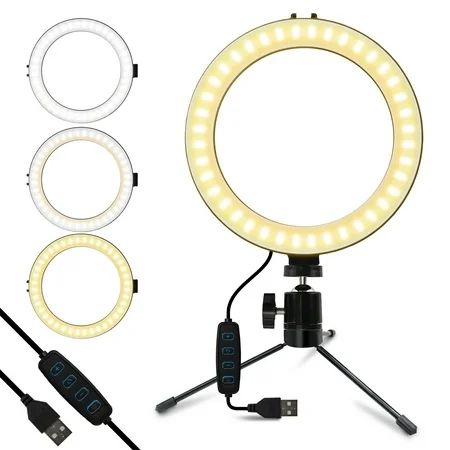 Ring Light with Stand, EEEKit 8"" Dimmable Studio Light 3 Modes 10 Brightness Level Ring Fill Light  | Walmart (US)