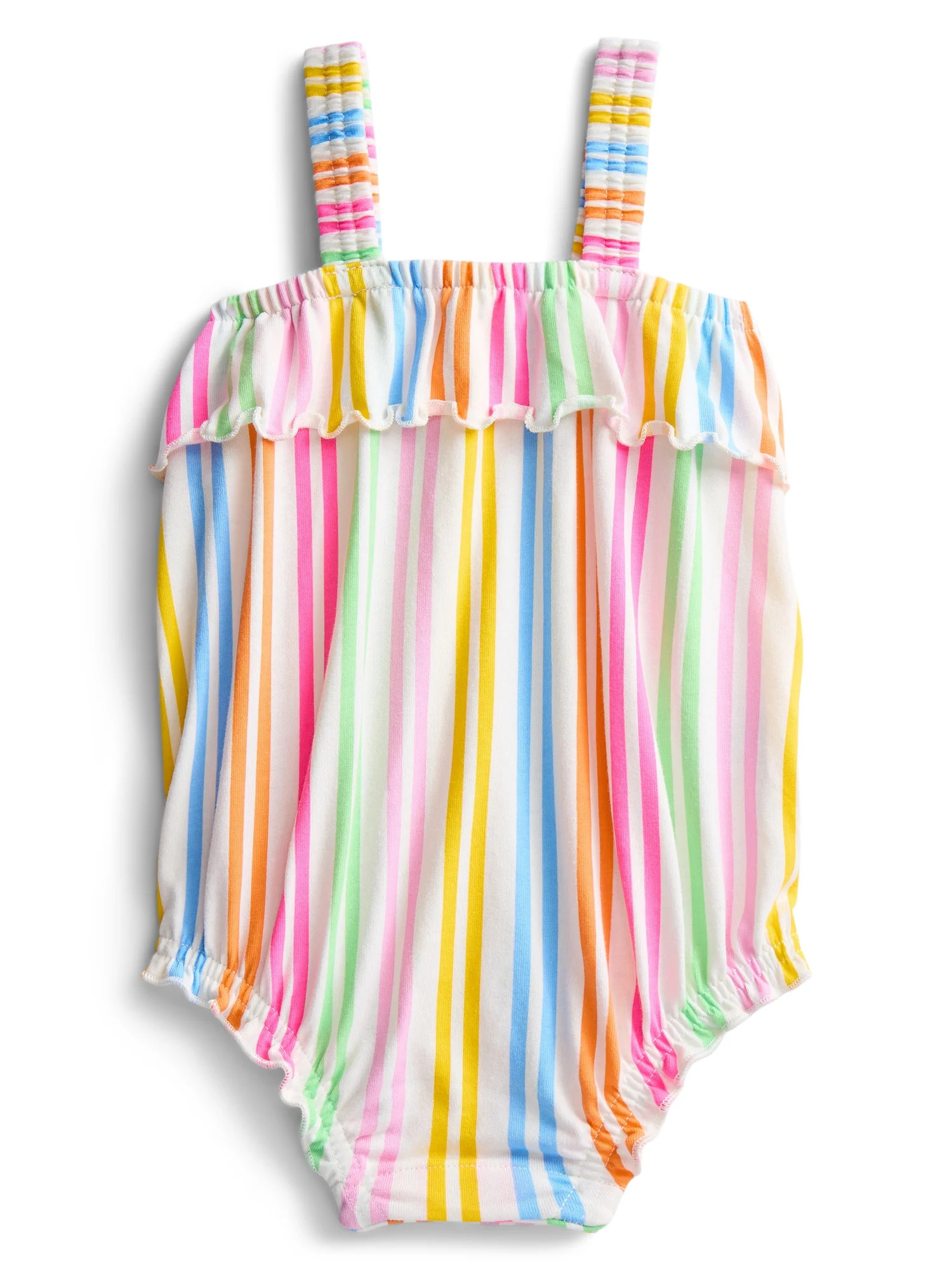 Wonder Nation Baby Girls' Stripe Ruffle Tank Romper, Sizes 0M-24M - Walmart.com | Walmart (US)