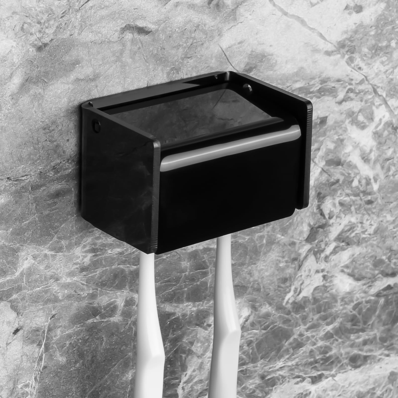 Toothbrush Holder Wall Mounted with Cover for Bathroom, 2 Slots Toothbrush Storage Organizer for ... | Amazon (US)