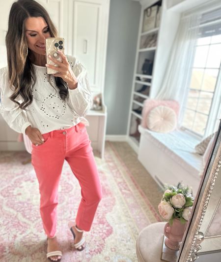 How to style a white top with coral pants 

#LTKfindsunder50 #LTKstyletip #LTKover40