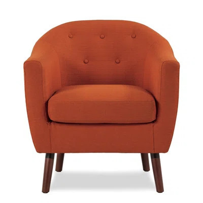 Retro Style Orange Accent Chair With 19" Seat Height And Wood Construction Finish Legs Attached Back Cushion | Wayfair North America