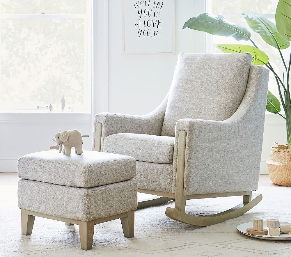 Madera Ottoman, Linen Blend, Gray, | Pottery Barn Kids