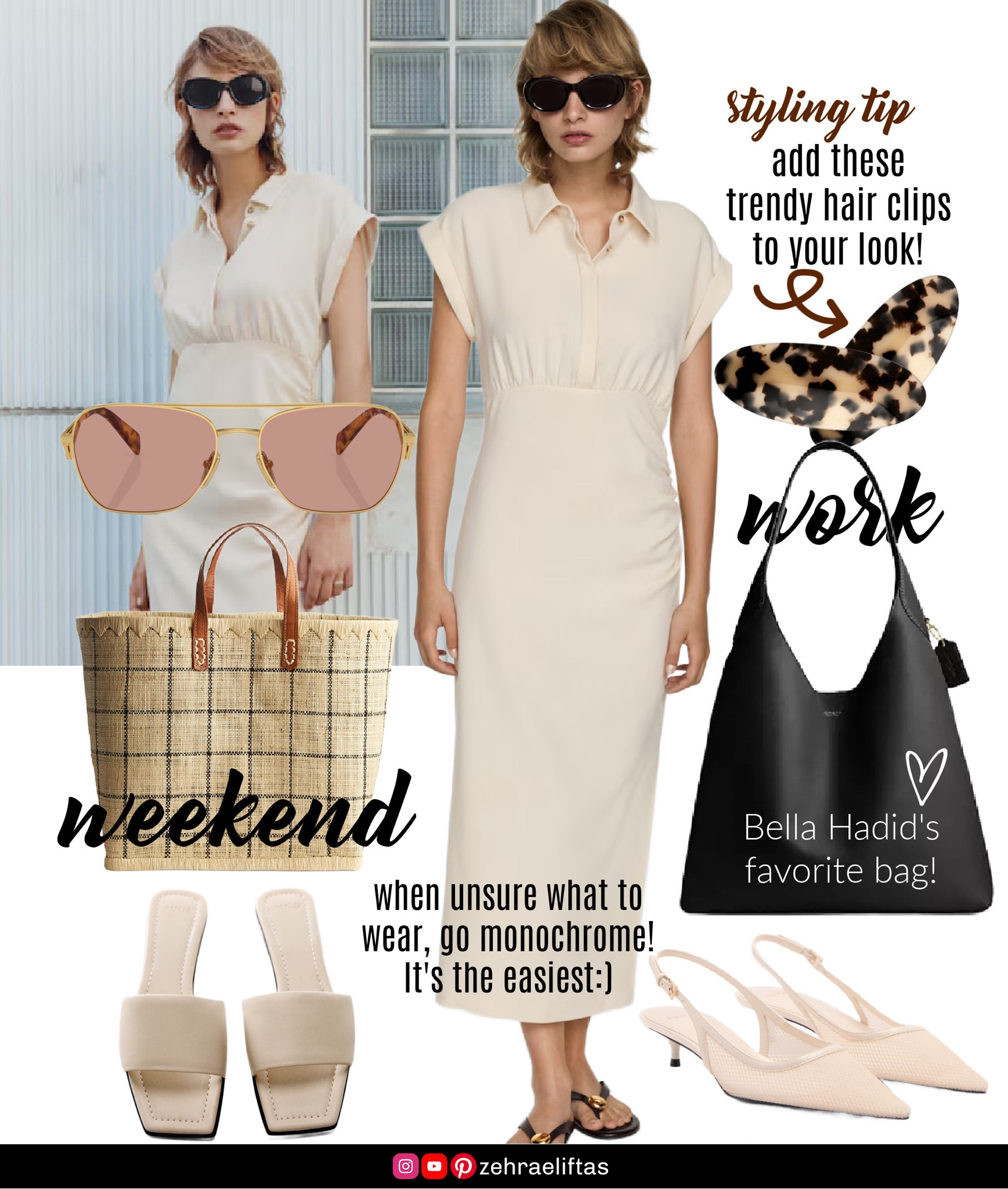 A dress: 2 ways to wear > weekend & office! (Including Bella Hadid’s favorite bag:) #LTKxZET #stylingtip #lookoftheday #shopthelook 

#LTKWorkwear #LTKItBag #LTKStyleTip