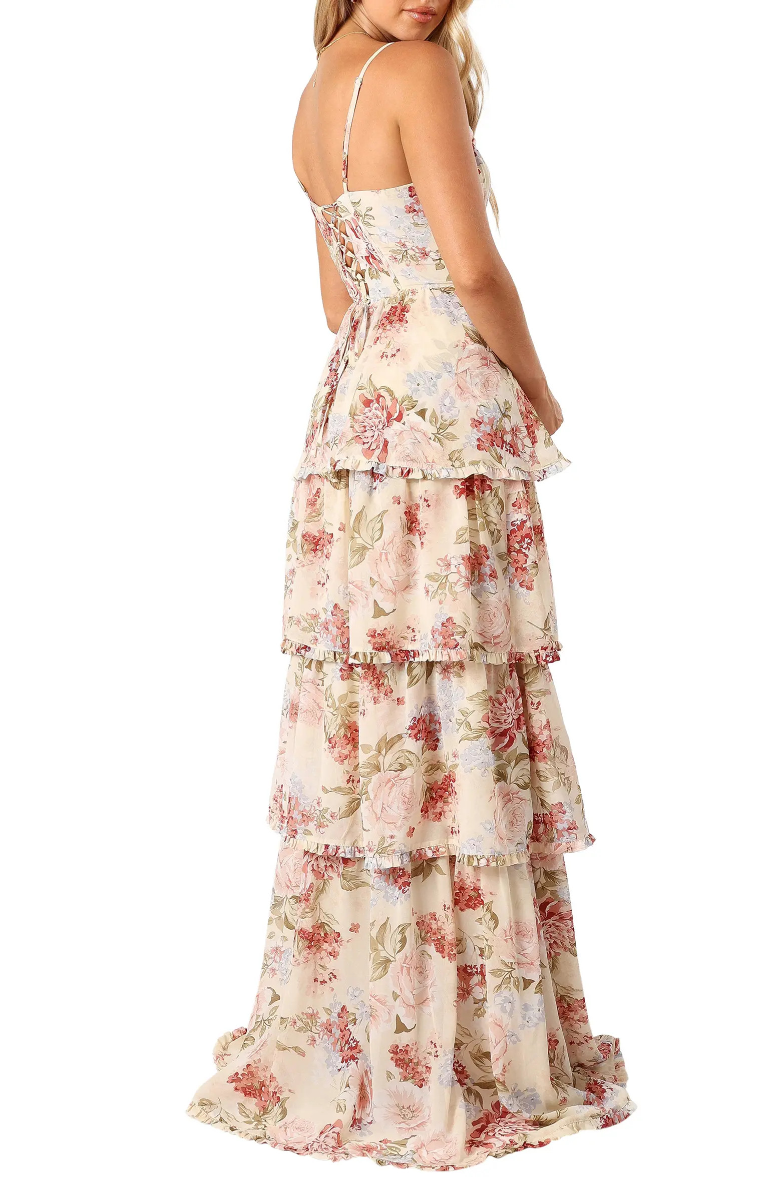 Mito Floral Tiered Corset Gown | Nordstrom
