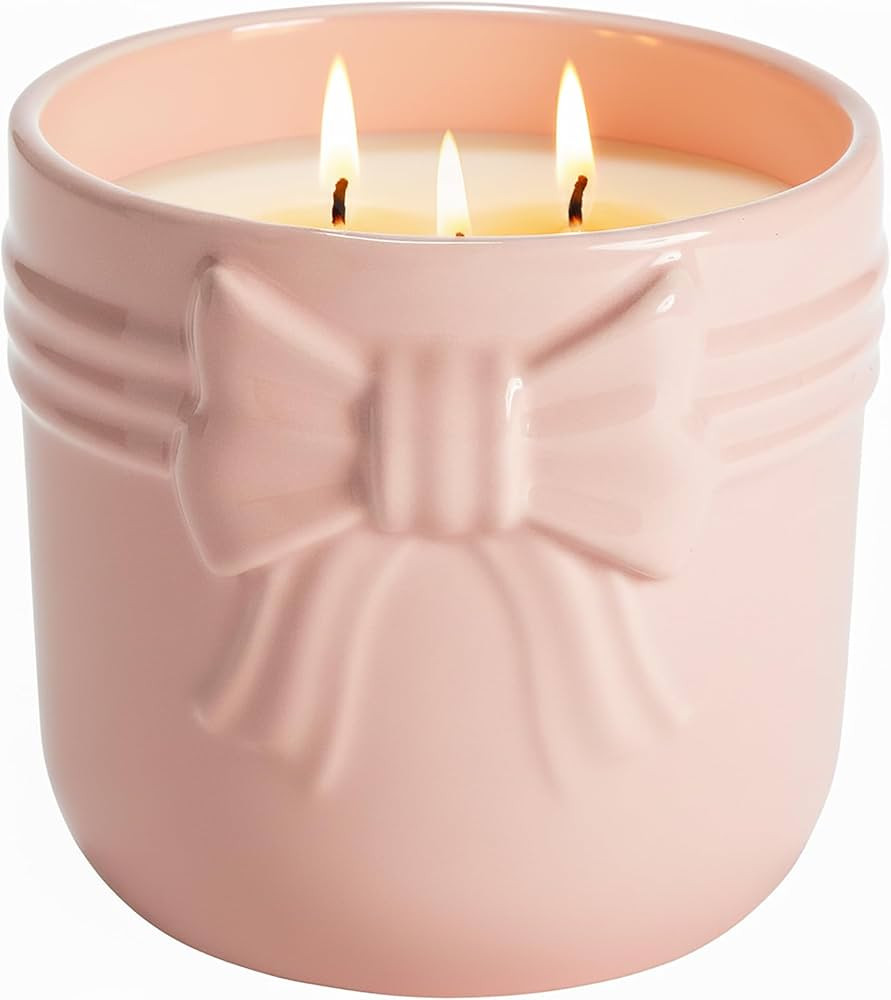 Paris Hilton Cupcake Sprinkles Scented Candle, Pink Ceramic Vessel with Embossed Bow Detail, Prem... | Amazon (US)