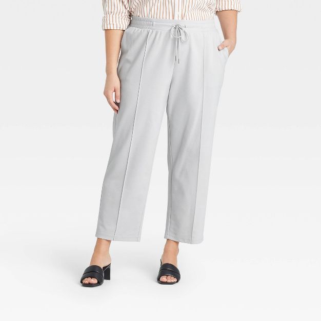 Women's High-Rise Knit Drawstring Pull-On Pants - A New Day™ Heather Gray | Target