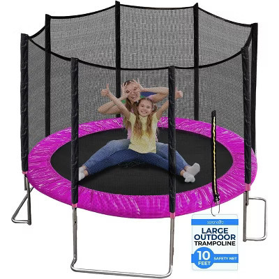 SereneLife 10' Outdoor Trampoline with Safety Net - Pink | Target