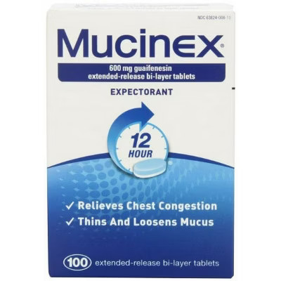 Mucinex Guaifenesin 600 mg Extended Release Tablets, 12-Hour Expectorant for Chest Congestion & Mucus Relief, 100 Count | Target