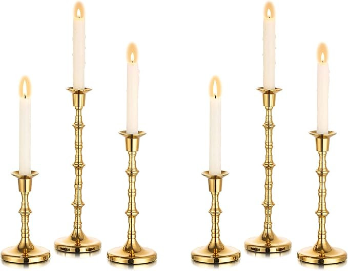 Nuptio Candle Holder Taper Candlestick Holders Gold Candle Holders for Unity Candles Metal Long S... | Amazon (US)