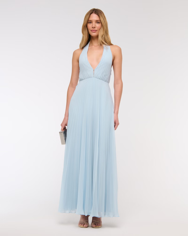 Women's The A&F Giselle Halter Maxi Dress | Women's Clearance | Abercrombie.com | Abercrombie & Fitch (US)