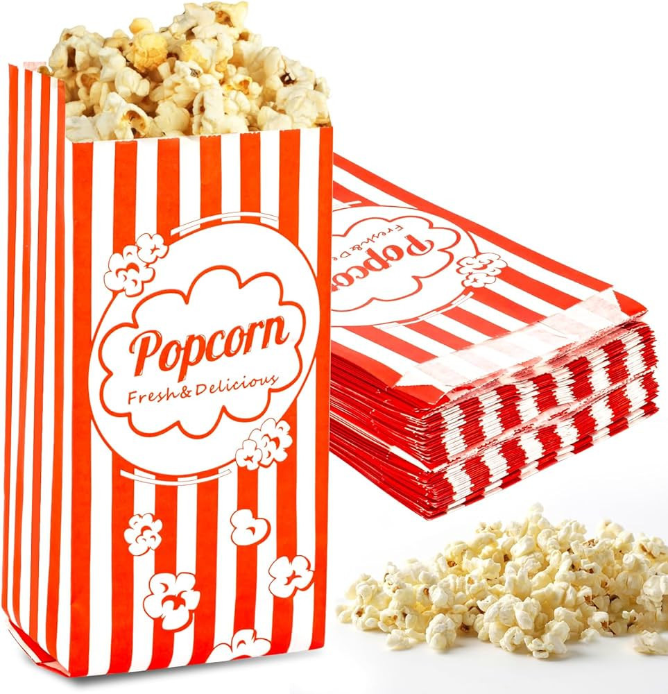 100PCS Popcorn Bags Individual Servings - MAQIHAN Disposable Paper Popcorn Bags Party Pop Corn Sl... | Amazon (US)