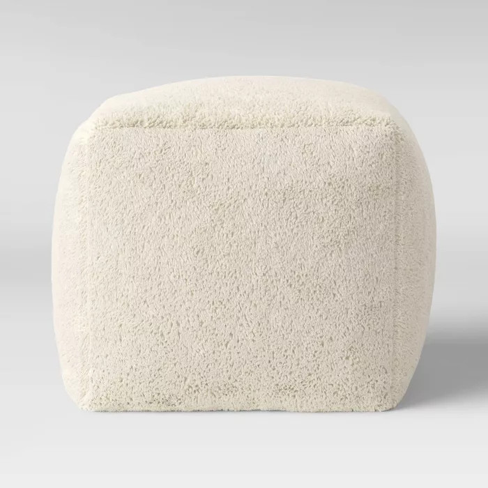 Sherpa Ottoman Pouf Cream - Room Essentials™ | Target
