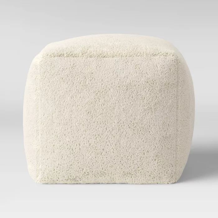 Sherpa Ottoman Pouf Cream - Room Essentials™ | Target