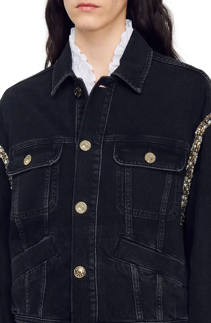 Paloma Rhinestone Seam Denim Jacket | Nordstrom