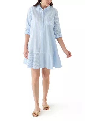 Crown & Ivy™ Women's Elbow Sleeve Flounce Shirtdress | Belk