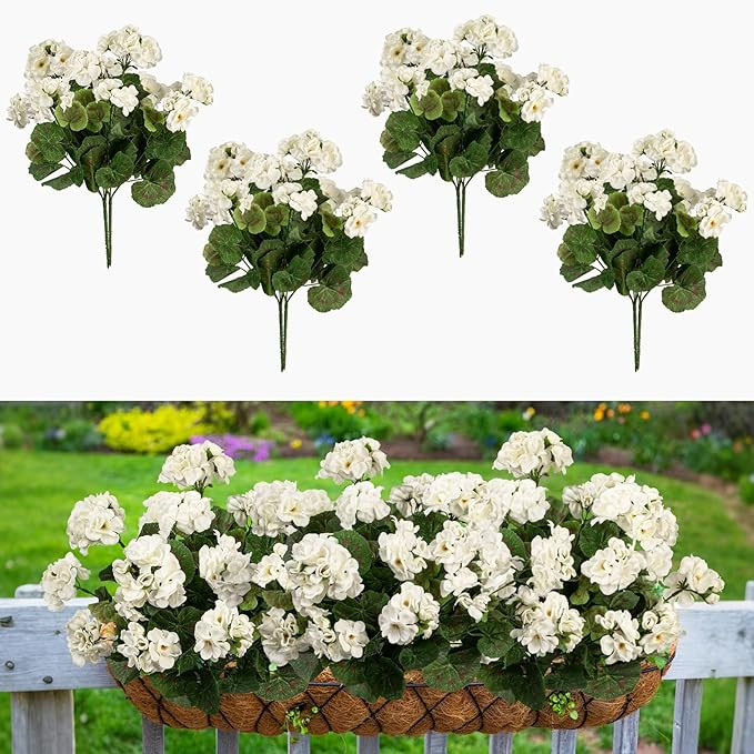 Home Decor Fake Plants Artificial Flowers Artificial Geraniums Outdoor Fake Flowers Artificial Fl... | Amazon (US)