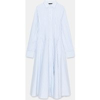 Zara - Striped Midi Shirt Dress - White / Turquoise - M - Woman | Zara US