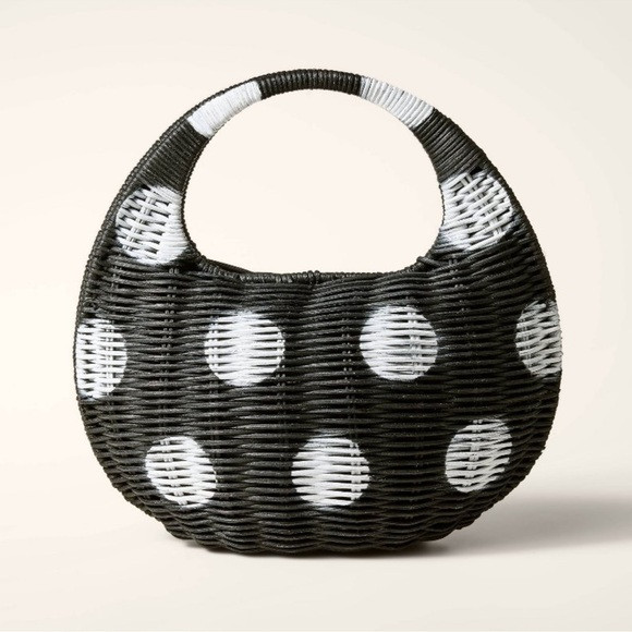 Kate Spade New York x Target Wicker Crescent Bag - black and white polka dot | Poshmark